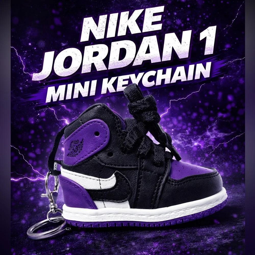 3D Purple Black White 4.5” Mini Sneaker Keychain novelty with box‎
